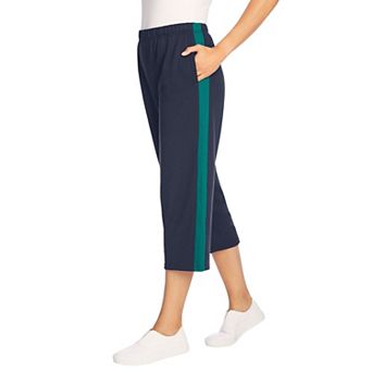 Woman Within Plus Size Petite Side-Stripe Cotton French Terry Capri