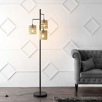 Isla 3-light Mid-century Bohemian Metal/rope Led Floor Lamp