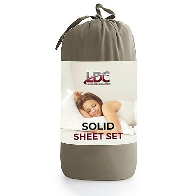 Lux Decor Collection 4 Piece Solid Sheets Luxury Deep Pocket Bed Sheets With Embroidery Pillowcases