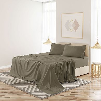 Lux Decor Collection 4 Piece Solid Sheets Luxury Deep Pocket Bed Sheets With Embroidery Pillowcases