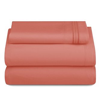 Lux Decor Collection 4 pc Solid Sheets Luxury Deep Pocket Bed Sheets With Embroidery Pillowcases