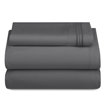 Lux Decor Collection 4 pc Solid Sheets Luxury Deep Pocket Bed Sheets with Embroidery Pillowcases