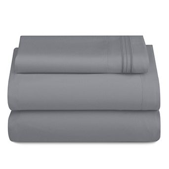Lux Decor Collection 4 pc Solid Sheets Luxury Deep Pocket Bed Sheets with Embroidery Pillowcases