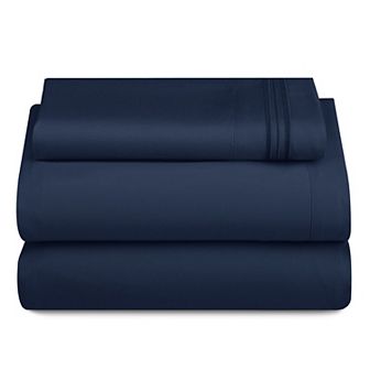 Lux Decor Collection 4 pc Solid Sheets Luxury Deep Pocket Bed Sheets With Embroidery Pillowcases