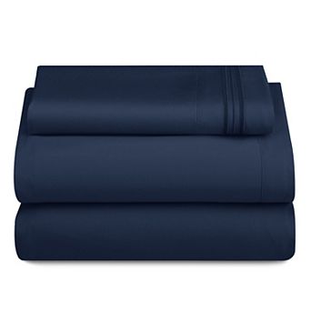 Lux Decor Collection 4 pc Solid Sheets Luxury Deep Pocket Bed Sheets with Embroidery Pillowcases