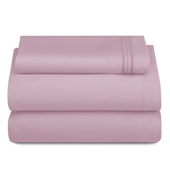 Lux Decor Collection 4 pc Solid Sheets Luxury Deep Pocket Bed Sheets with Embroidery Pillowcases