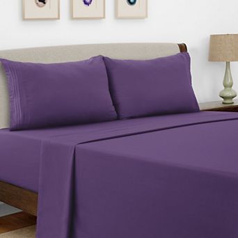 Lux Decor Collection 4 pc Solid Sheets Luxury Deep Pocket Bed Sheets With Embroidery Pillowcases