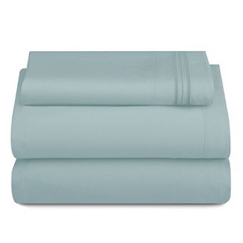 Lux Decor Collection 4 pc Solid Sheets Luxury Deep Pocket Bed Sheets with Embroidery Pillowcases