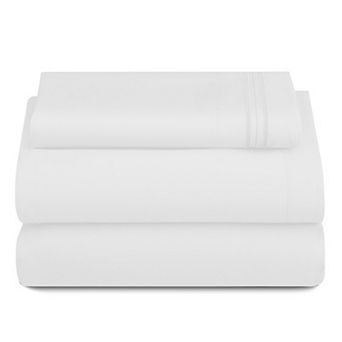 Lux Decor Collection 4 pc Solid Sheets Luxury Deep Pocket Bed Sheets with Embroidery Pillowcases