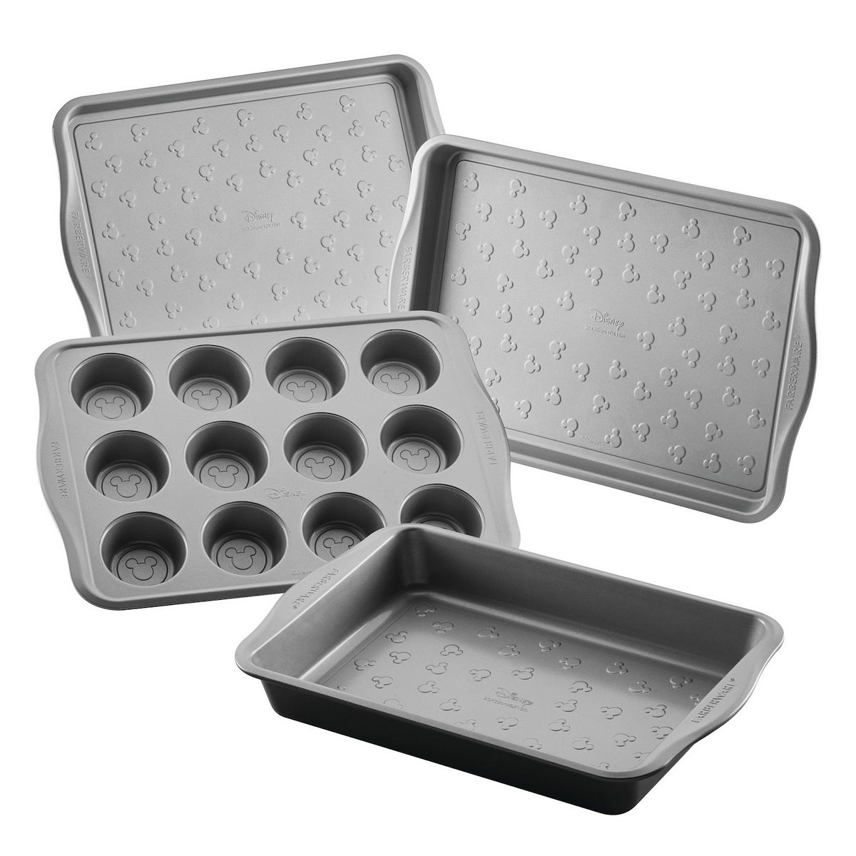 Farberware Disney Bake with Mickey Mouse Cake, Muffin, and Cookie Pan 4-Piece Set, Black