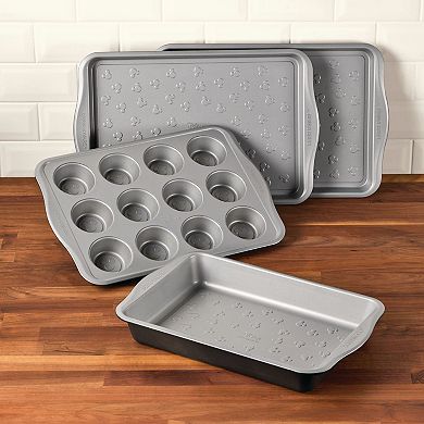 Farberware Disney Bake with Mickey Mouse Cake, Muffin, and Cookie Pan 4-Piece Set, Black
