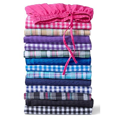 Woman Within Plus Size Petite Seersucker Pull-On Elastic-Waist Capri Pants