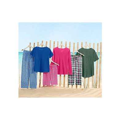 Woman Within Plus Size Petite Seersucker Pull-On Elastic-Waist Capri Pants