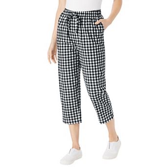 Woman Within Plus Size Petite Seersucker Pull-On Elastic-Waist Capri Pants