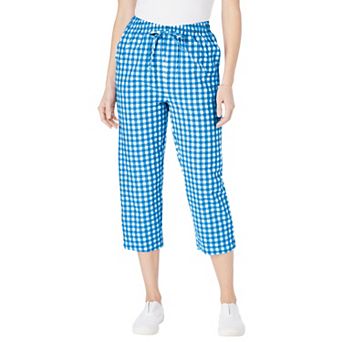 Woman Within Plus Size Petite Seersucker Pull-On Elastic-Waist Capri Pants