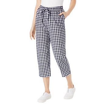 Woman Within Plus Size Petite Seersucker Pull-On Elastic-Waist Capri Pants