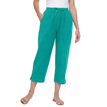 Woman Within Plus Size Petite Seersucker Pull-On Elastic-Waist Capri Pants