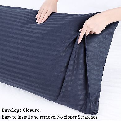 Microfiber Soft Striped Pillowcases Body Envelope Closure 20x48 Inch