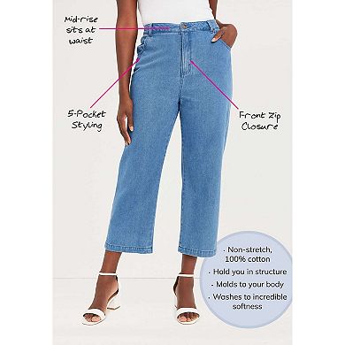 Jessica London Women's Plus Size Classic Cotton Denim Capri