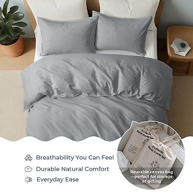 Unikome Soft Comfy Bedding Duvet Cover Set Washed Cotton Linen Textured Duvet Cover