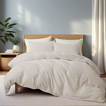 Unikome Soft Comfy Bedding Duvet Cover Set Washed Cotton Linen Textured Duvet Cover