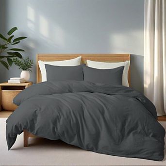Unikome Soft Comfy Bedding Duvet Cover Set Washed Cotton Linen Textured Duvet Cover