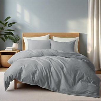 Unikome Soft Comfy Bedding Duvet Cover Set Washed Cotton Linen Textured Duvet Cover