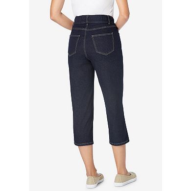 Woman Within Plus Size Petite Secret Solutions; Tummy Smoothing Denim Jean Capri