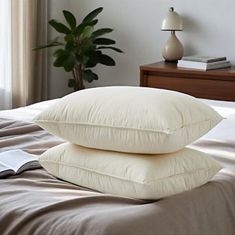 Unikome White Down Luxury Sleeping Pillow, Breathable Cotton Cover Bed Pillow, Set Of 2