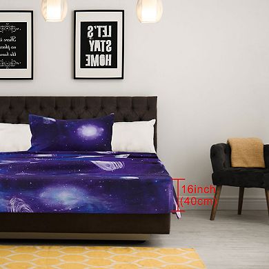 Bed Sheet Set 3pcs Galaxy Stars Themed Bedding Set With Pillow Case