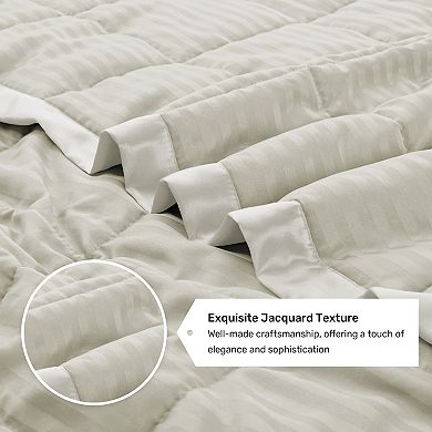 Unikome Luxurious Jacquard Super Soft Lightweight Down Alternative Blanket with Satin Trim