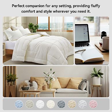 Unikome Luxurious Jacquard Super Soft Lightweight Down Alternative Blanket with Satin Trim