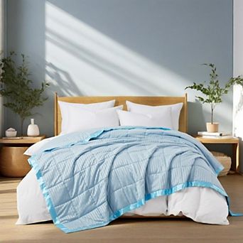 Unikome Luxurious Jacquard Super Soft Lightweight Down Alternative Blanket with Satin Trim