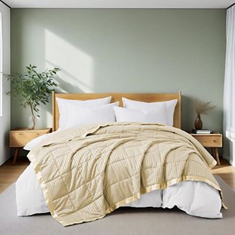 Unikome Luxurious Jacquard Super Soft Lightweight Down Alternative Blanket with Satin Trim