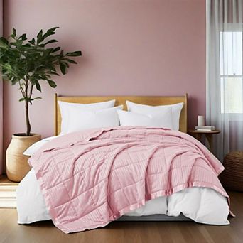 Unikome Luxurious Jacquard Super Soft Lightweight Down Alternative Blanket with Satin Trim