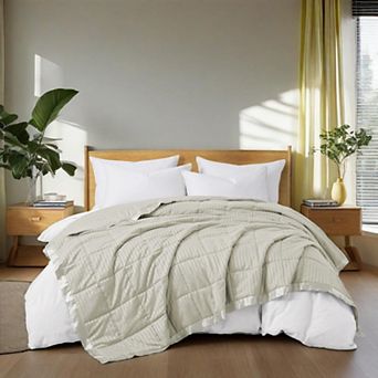 Unikome Luxurious Jacquard Super Soft Lightweight Down Alternative Blanket with Satin Trim