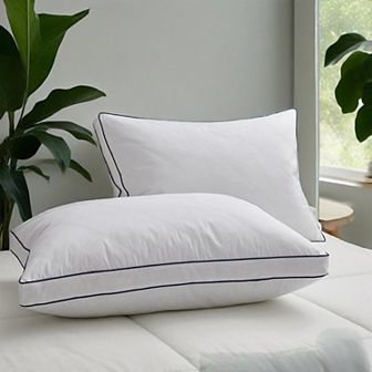Unikome Quilted Cotton Goose Feather Down Pillow, Medium Support Pack of 2