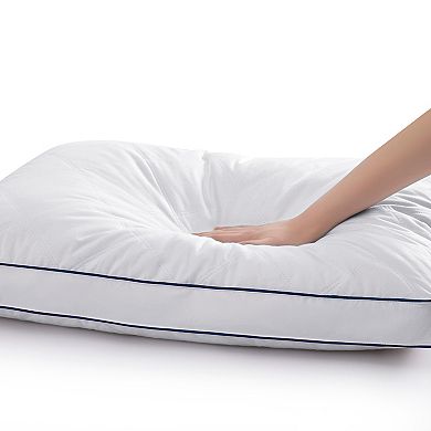 Unikome Quilted Cotton Goose Feather Down Pillow, Medium Support Pack of 2