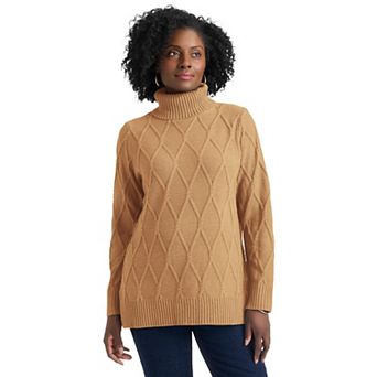 Jessica London Women's Plus Size Cable Turtleneck Sweater