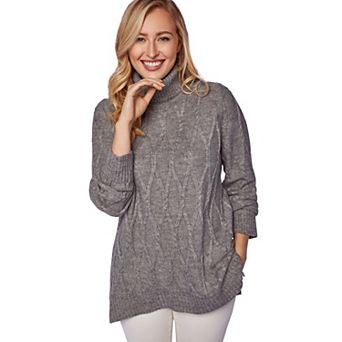 Jessica London Women's Plus Size Cable Turtleneck Sweater