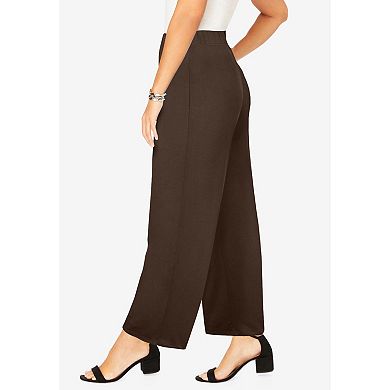 Jessica London Women's Plus Size Everyday Stretch Knit Wide Leg Pant