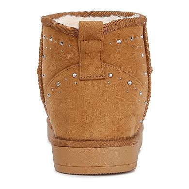 London Rag Winnifred Women's Rhinestone Embellished Faux Fur Boots