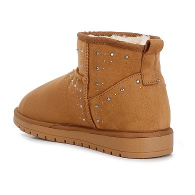 London Rag Winnifred Women's Rhinestone Embellished Faux Fur Boots