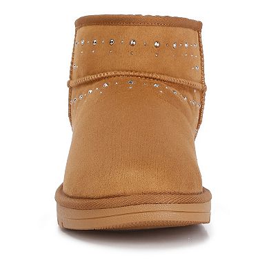 London Rag Winnifred Women's Rhinestone Embellished Faux Fur Boots