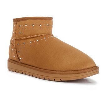 London Rag Winnifred Women's Rhinestone Embellished Faux Fur Boots