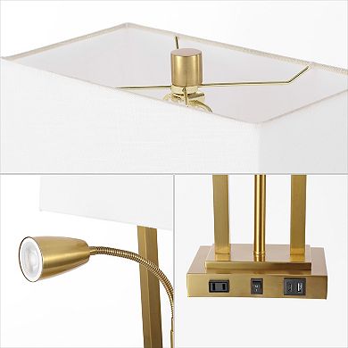 Blaire 2-light Modern Farmhouse Metal Led Table Lamp With Usb Charging Port