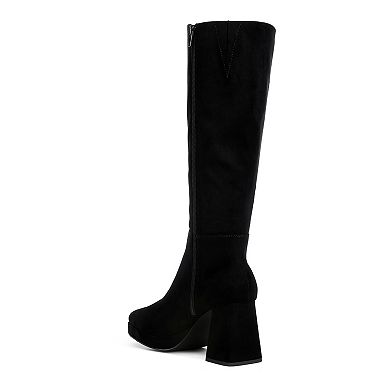 London Rag Ryo Calf-Length Micro Suede Boots