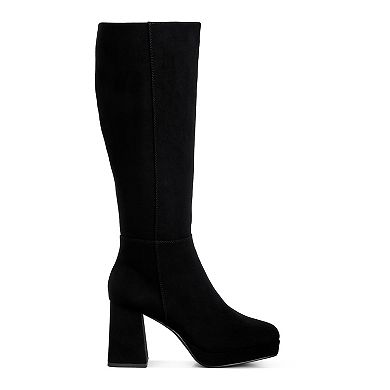 London Rag Ryo Calf-Length Micro Suede Boots