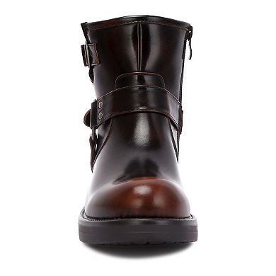 London Rag Allux Women's Faux Leather Pin Buckle Boots