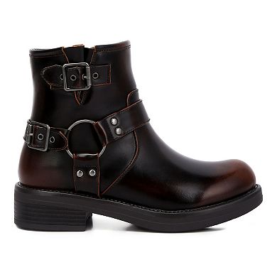 London Rag Allux Women's Faux Leather Pin Buckle Boots